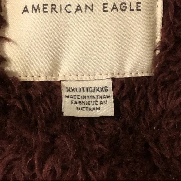 American eagle so soft teddy jacket sz xxl womens Burgundy color - Picture 5 of 6